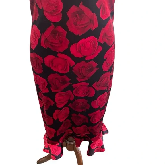 VINTAGE HOT KISS Velvet Floral Rose High-Low Dress - Picture 3 of 14